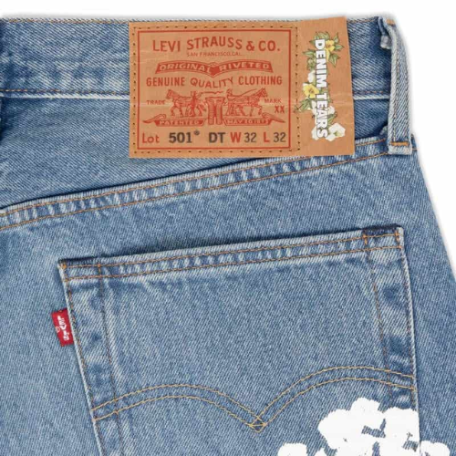 Calça Denim Tears x Levi's Cotton Wreath Jean Ligh Wash - Legranee